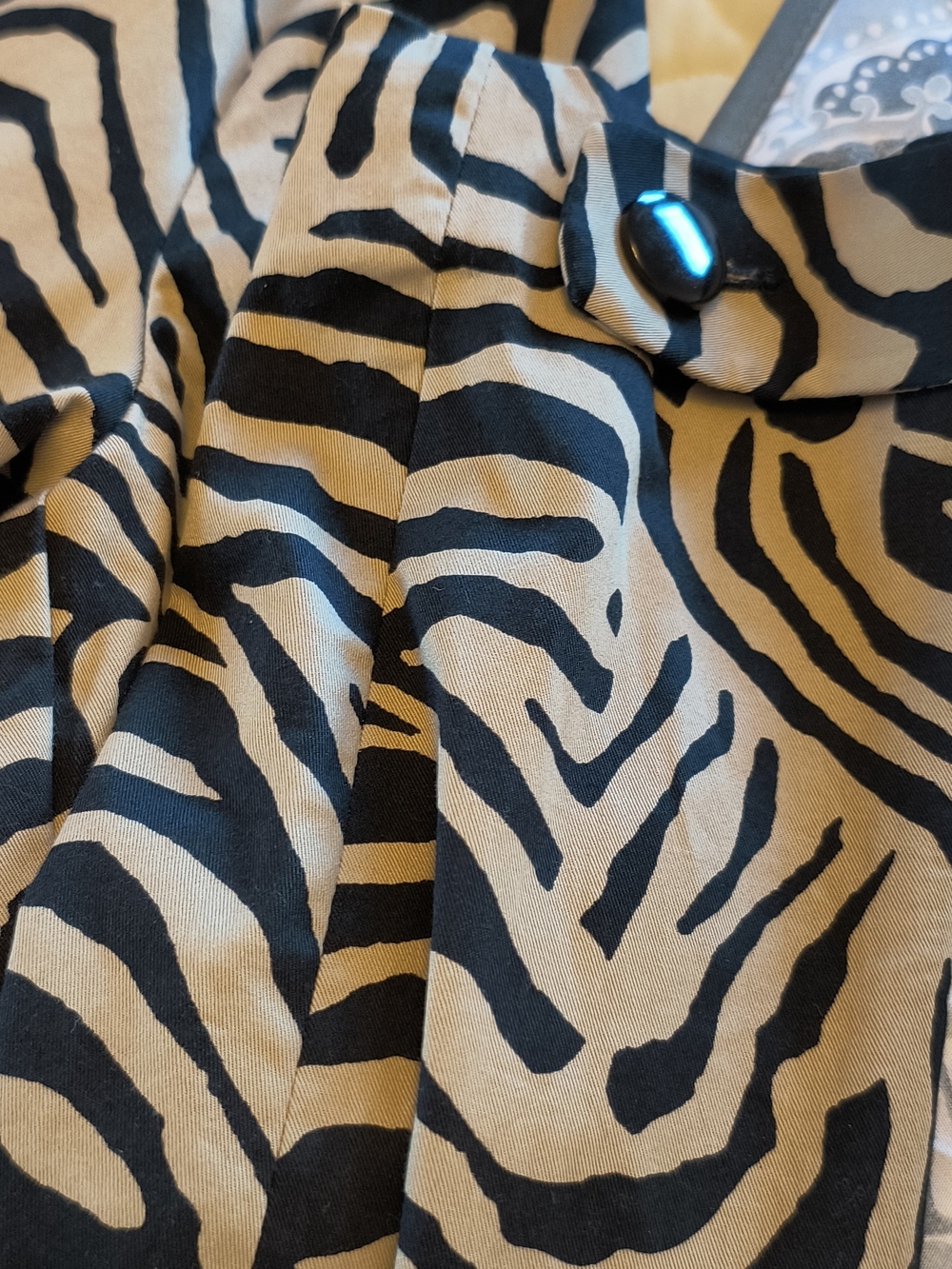 Black and Cream Zebra Print Double-Breasted Women's Dress Jacket - Picture 4 of 8